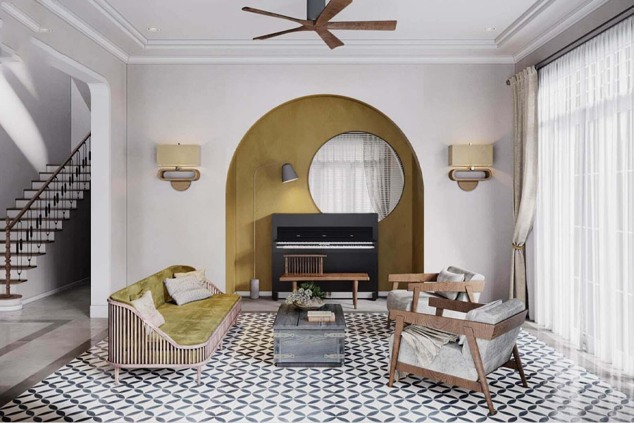 Nguyên tắc thiết kế phòng khách Indochine sang trọng